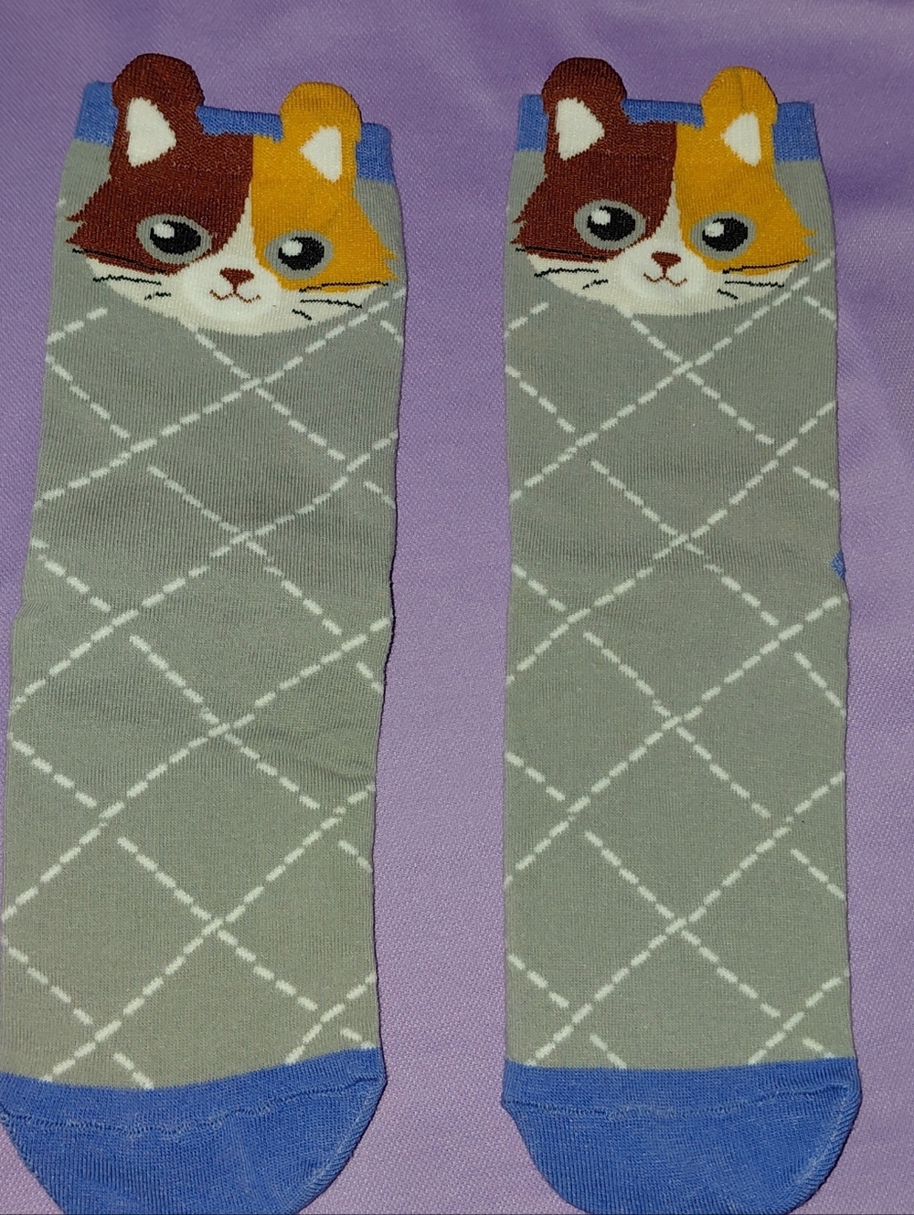 Cat Face Calico Gray New Socks - Brand